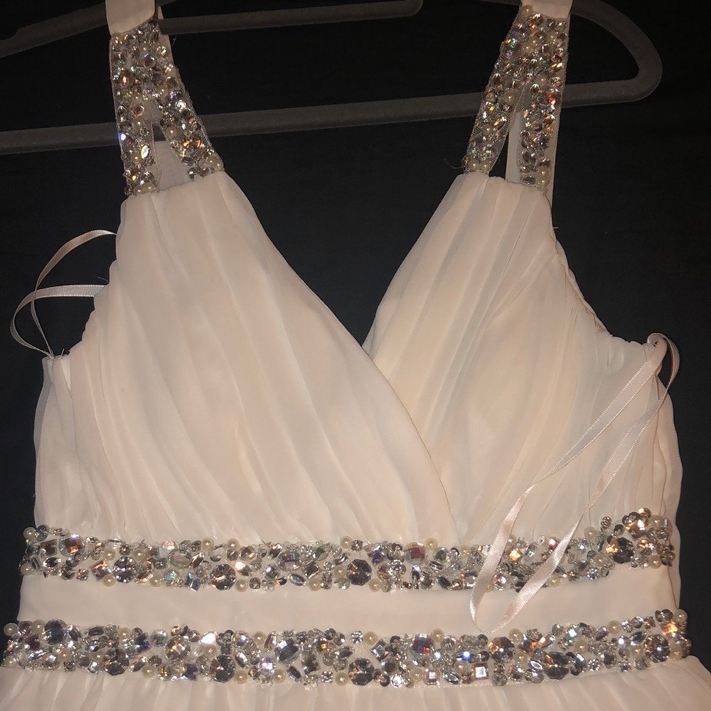White jeweled prom dress